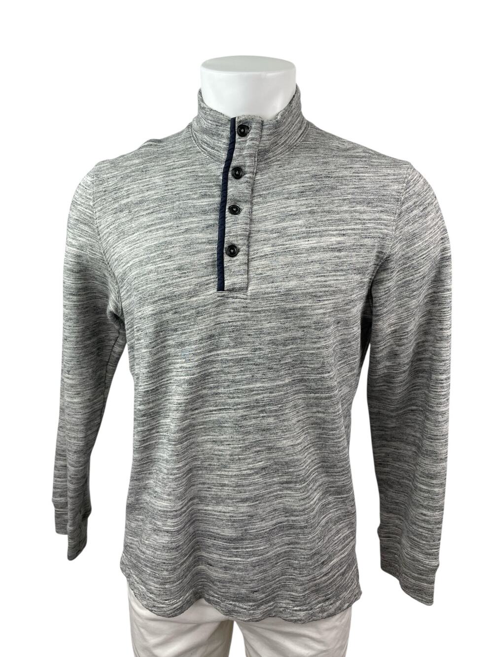 Relwen Men's Gray Heather 1/4 Snap Long Sleeve Stand Collar Sweatshirt Top Sz M